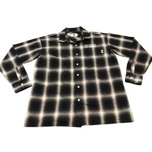 BTS Mic Drop Flannel Shirt Mens M Black Gray Plaid Big Hit Entertainment Merch